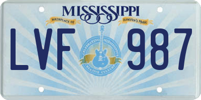 MS license plate LVF987