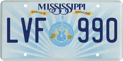 MS license plate LVF990