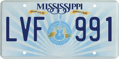 MS license plate LVF991