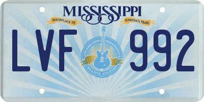 MS license plate LVF992