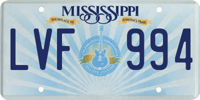 MS license plate LVF994