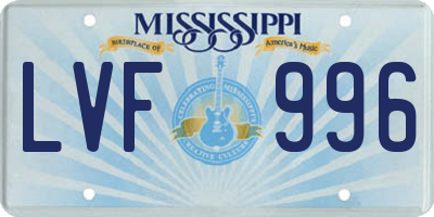 MS license plate LVF996