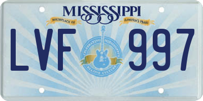 MS license plate LVF997