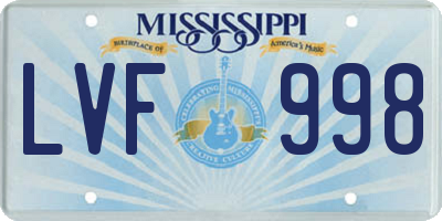 MS license plate LVF998