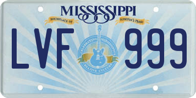MS license plate LVF999