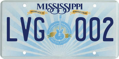MS license plate LVG002