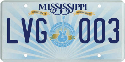MS license plate LVG003