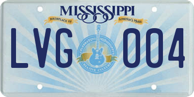 MS license plate LVG004