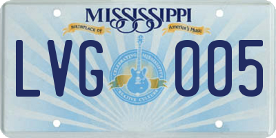 MS license plate LVG005