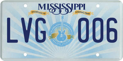 MS license plate LVG006