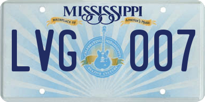 MS license plate LVG007