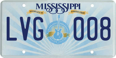 MS license plate LVG008
