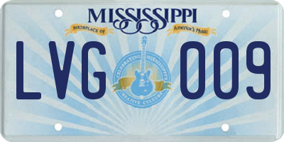 MS license plate LVG009