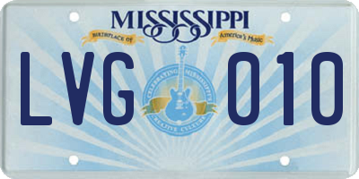 MS license plate LVG010