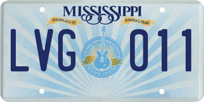 MS license plate LVG011