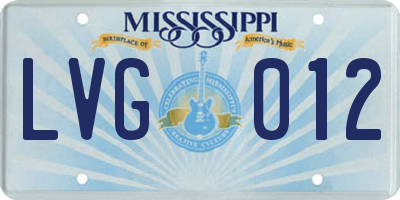MS license plate LVG012