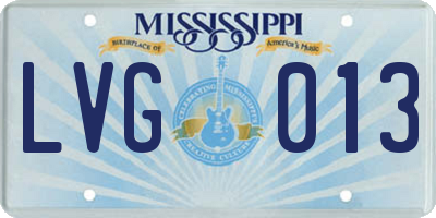 MS license plate LVG013