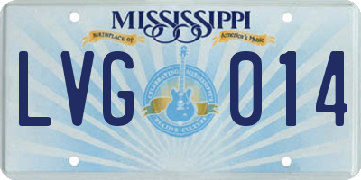 MS license plate LVG014