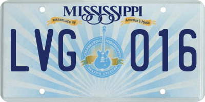 MS license plate LVG016