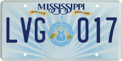 MS license plate LVG017