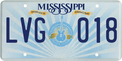 MS license plate LVG018