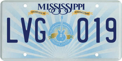 MS license plate LVG019