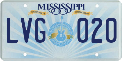 MS license plate LVG020