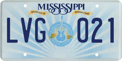 MS license plate LVG021