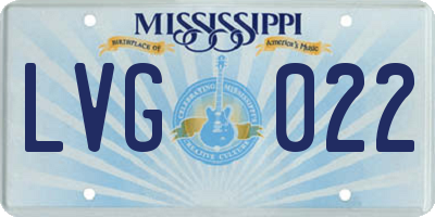 MS license plate LVG022