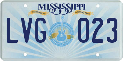 MS license plate LVG023