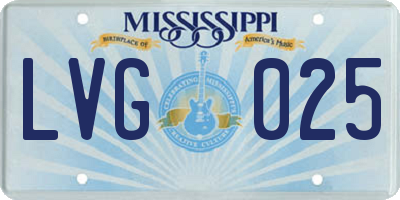 MS license plate LVG025