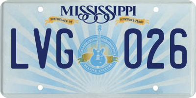 MS license plate LVG026