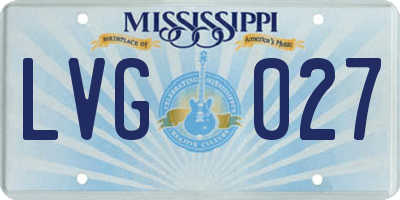 MS license plate LVG027
