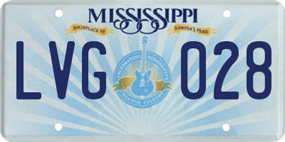 MS license plate LVG028