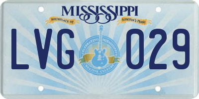 MS license plate LVG029