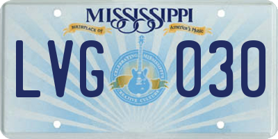 MS license plate LVG030