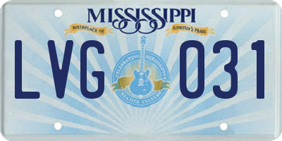 MS license plate LVG031