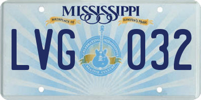MS license plate LVG032