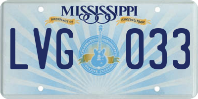 MS license plate LVG033