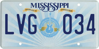 MS license plate LVG034