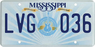 MS license plate LVG036