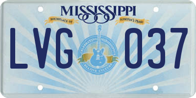 MS license plate LVG037