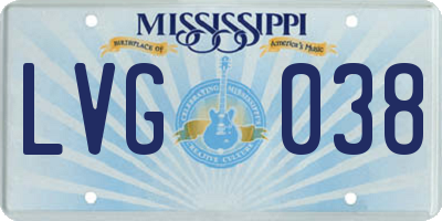 MS license plate LVG038
