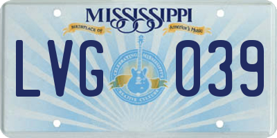 MS license plate LVG039
