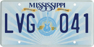 MS license plate LVG041