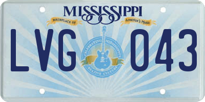 MS license plate LVG043