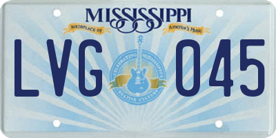 MS license plate LVG045