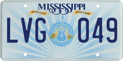 MS license plate LVG049