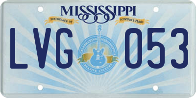 MS license plate LVG053