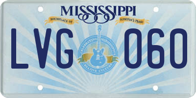 MS license plate LVG060